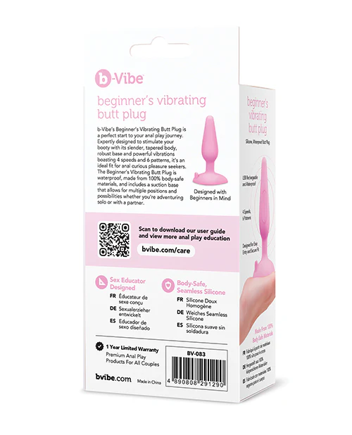 b-Vibe Beginner's Vibrating Tapered Butt Plug - Pink - Image 4