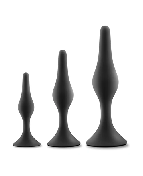 Blush Anal Adventures Platinum Silicone Beginner Plug Kit - Black - Image 3