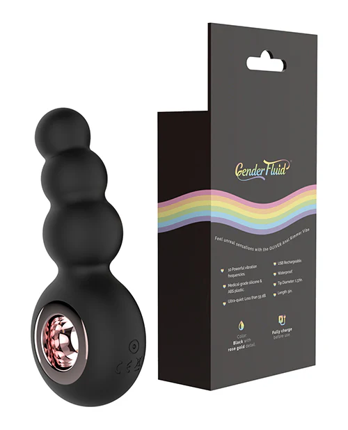 Gender Fluid Quiver Anal Ring Bead Vibe - Black - Image 5