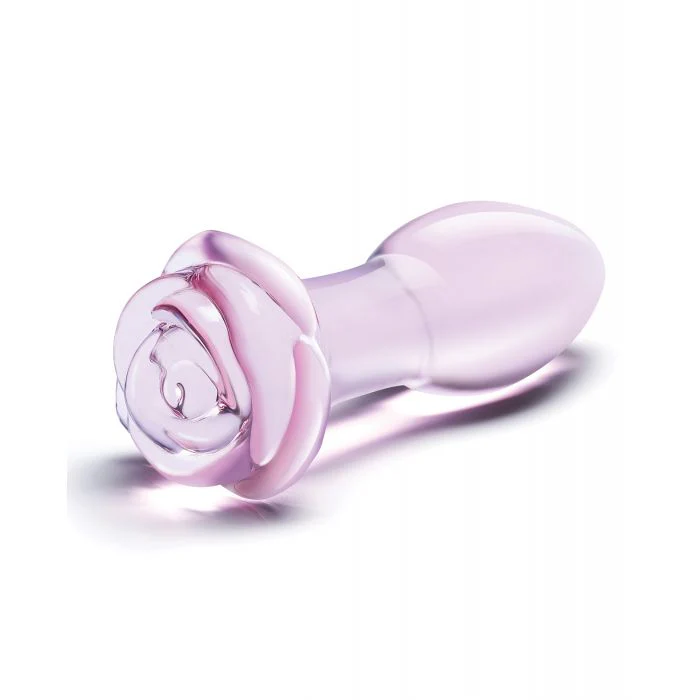 Glas 5" Rosebud Glass Butt Plug - Pink - Image 6