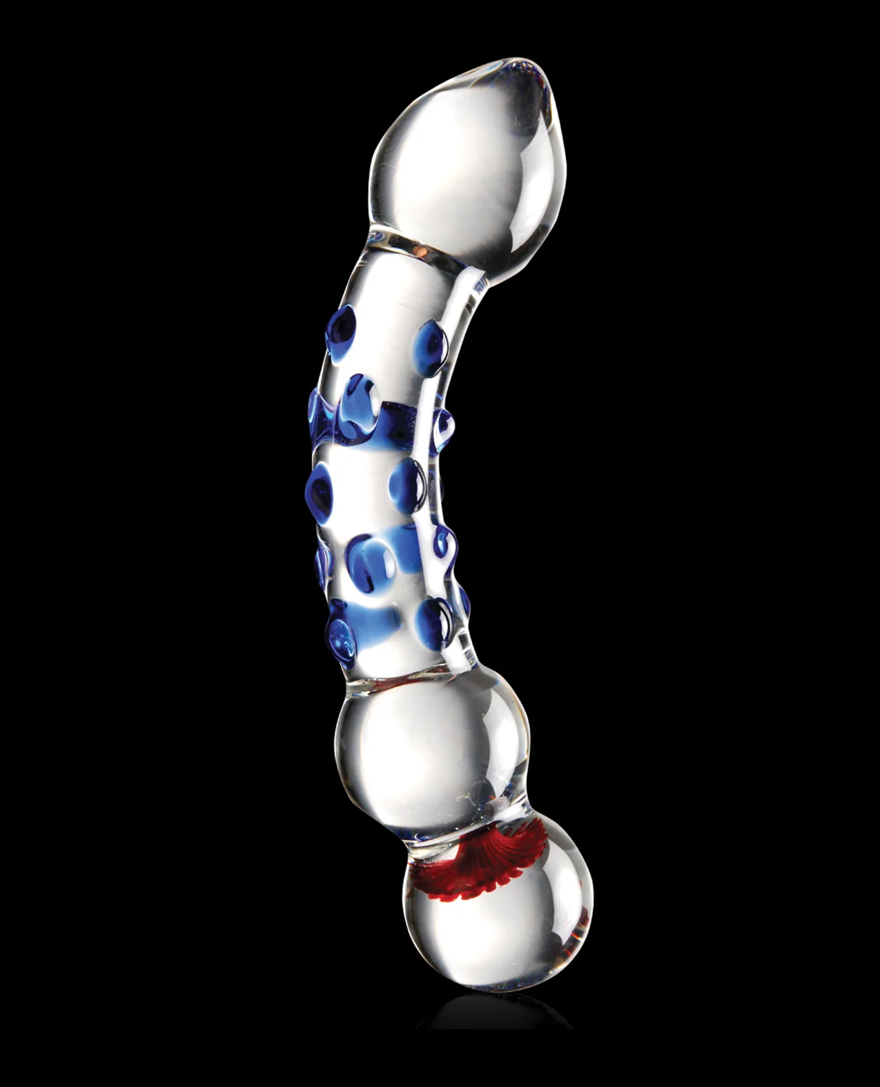 Icicles No. 18 Hand Blown Glass Massager - Clear w/Blue Knobs - Image 3
