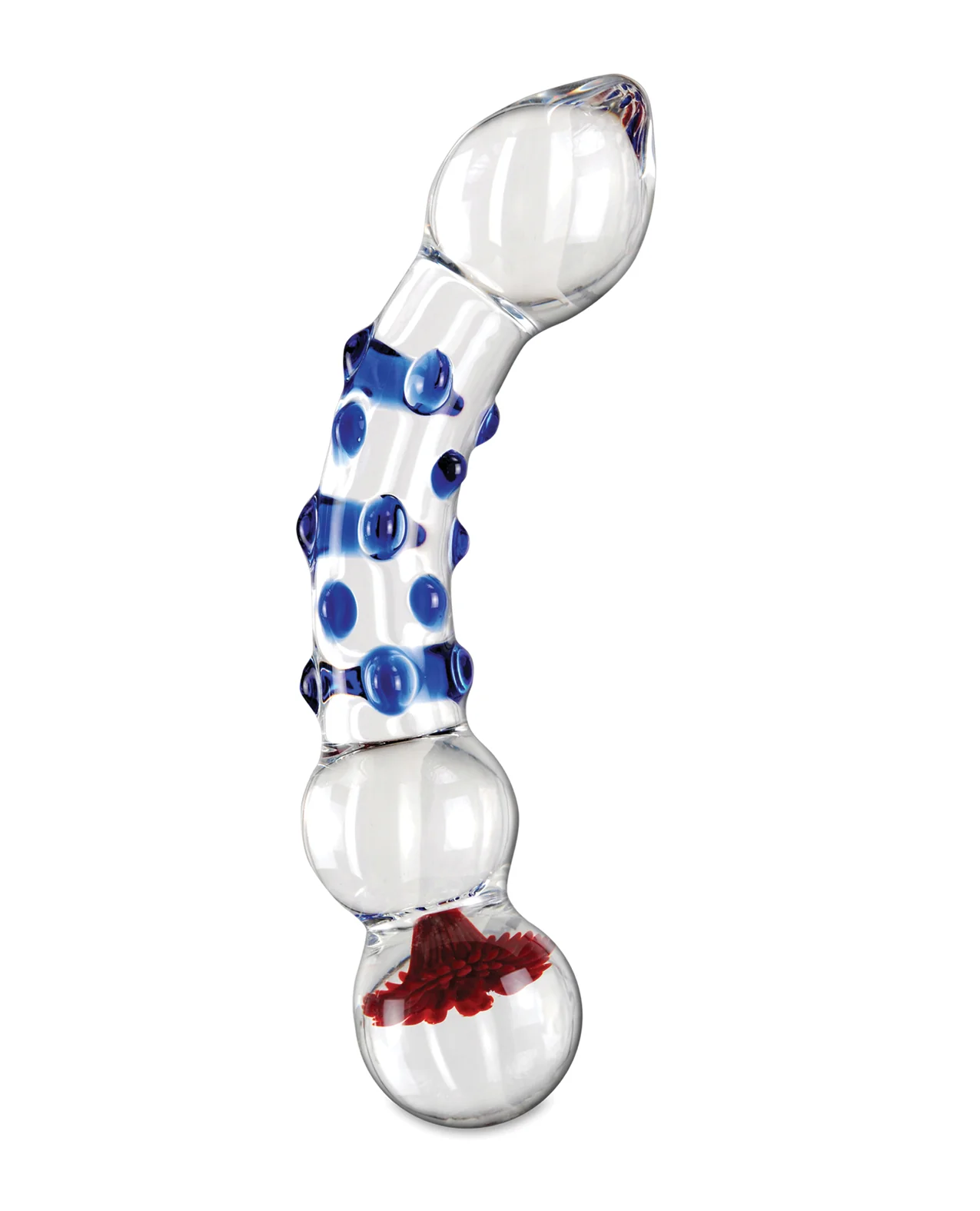 Icicles No. 18 Hand Blown Glass Massager - Clear w/Blue Knobs - Image 4