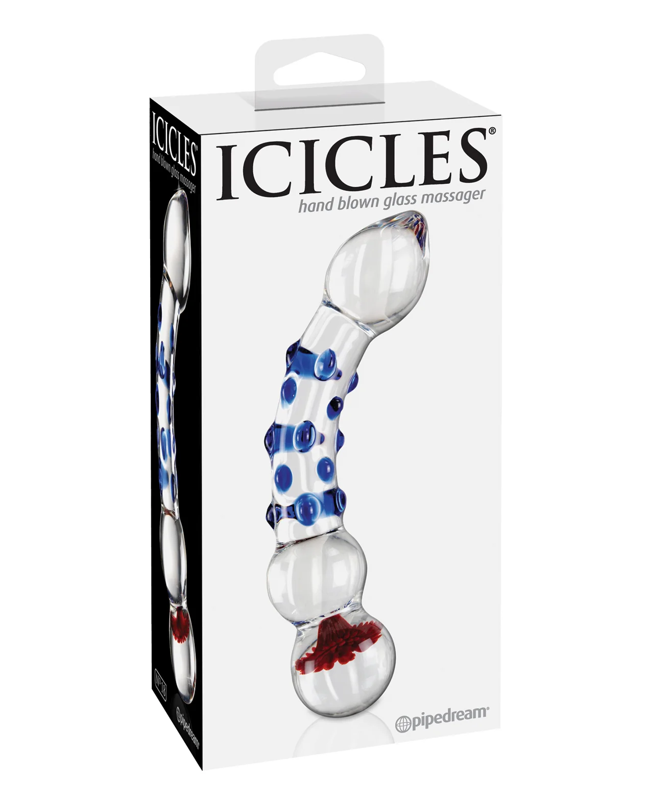 Icicles No. 18 Hand Blown Glass Massager - Clear w/Blue Knobs - Image 5