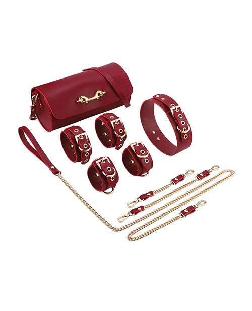 Kinky Play Box Federico Luxurious Leather Restraint Kit - Red - Image 3