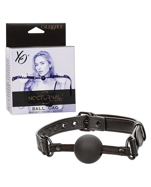 Nocturnal Collection Silicone Ball Gag - Black - Image 4