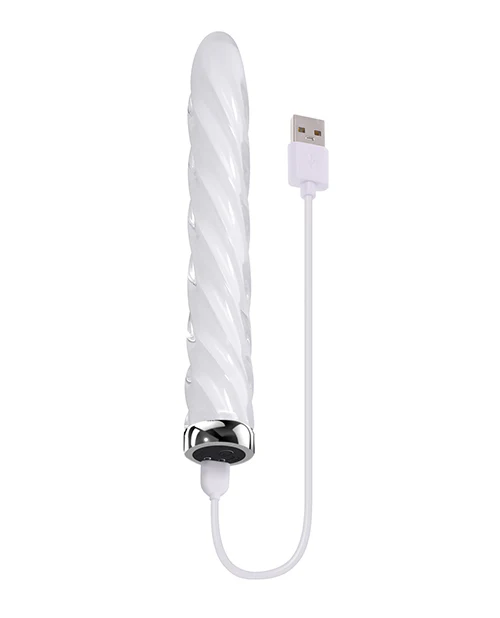 Playboy Pleasure In the Twist Glass Vibrator - White - Image 6