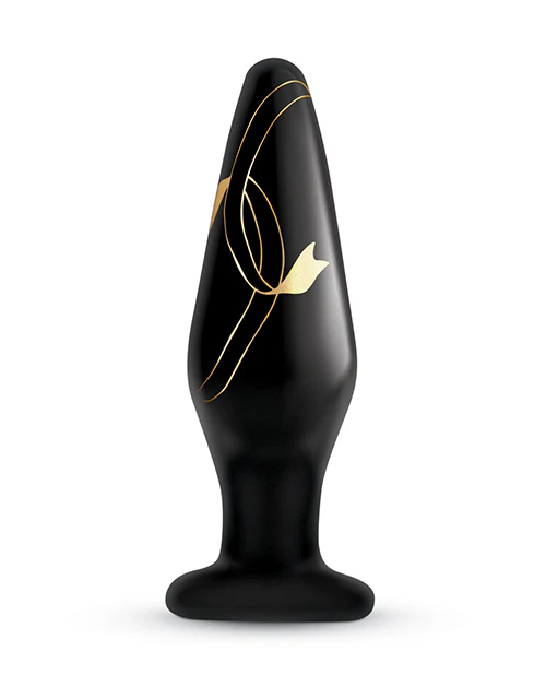 Secret Kisses 4.5" Handblown Glass Plug - Black/Gold - Image 4