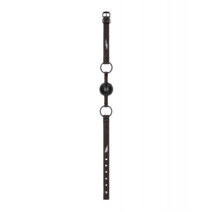 Shots Ouch Breathable Ball Gag w/Denim Straps - Black - Image 4