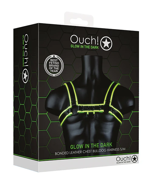 Shots Ouch Chest Bulldog Harness - Glow in the Dark S/M - Image 3