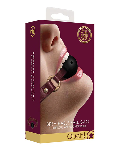 Shots Ouch Halo Breathable Ball Gag - Burgundy - Image 6